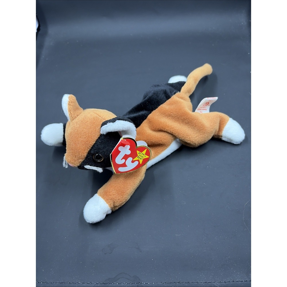 Chip  TY Beanie‎ Babies Collectible black white brown calico Cat kitten kitty